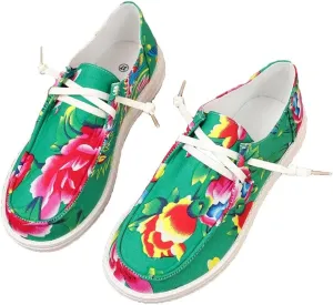 Canvas Sneakers for Women Slip-Ons Flats Ladies Loafers Men Comfort Lace Up Loafers Shoes Foam Flat Shoes Lace-Up Slip On Women Comfortable Print Sneakers