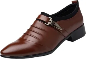 Dress Shoes for Men Elegant Large Size Men's Dress Loafers Stylish Metal Accent Shoes for Formal Occasions