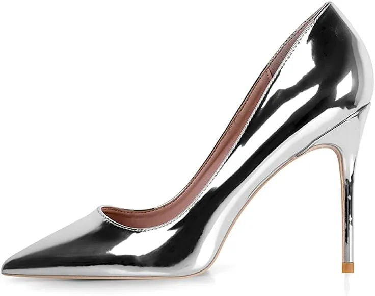 Elisabet Tang High Heels, Womens Pointed Toe Slip on Stilettos Party Wedding Pumps Basic Shoes