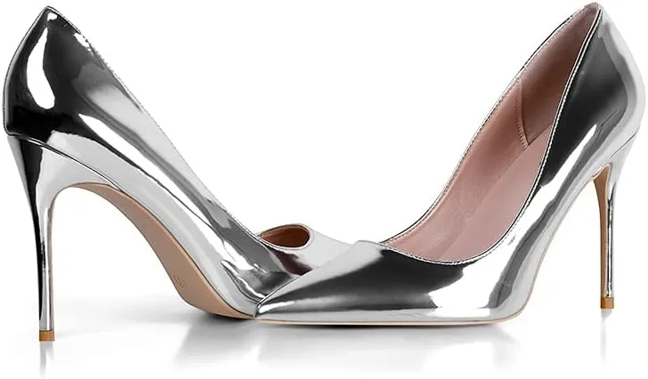 Elisabet Tang High Heels, Womens Pointed Toe Slip on Stilettos Party Wedding Pumps Basic Shoes
