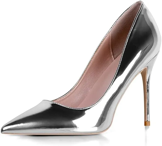 Elisabet Tang High Heels, Womens Pointed Toe Slip on Stilettos Party Wedding Pumps Basic Shoes