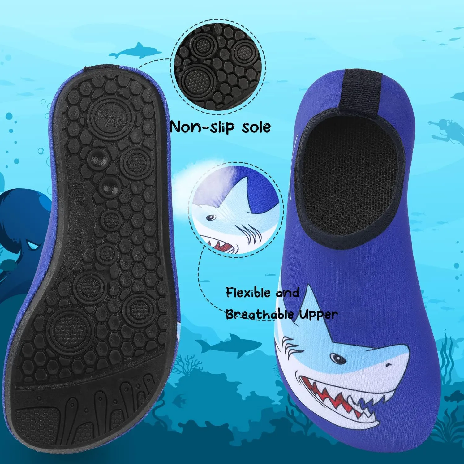 Kids Boys Girls Swim Water Shoes, Toddler Kids Swim Water Shoes Non-Slip Quick Dry Beach Shoes,Barefoot Sports Shoes Aqua Socks for Beach Outdoor Sports