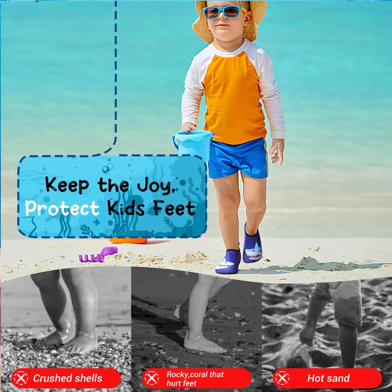 Kids Boys Girls Swim Water Shoes, Toddler Kids Swim Water Shoes Non-Slip Quick Dry Beach Shoes,Barefoot Sports Shoes Aqua Socks for Beach Outdoor Sports