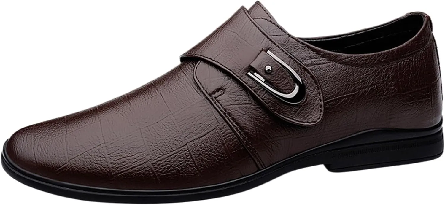 Men Dress Shoes Leather Shoes for Men，Convenient Buckle Soft Sole Elegant and Classic Breathable Dress Shoes
