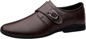 Men Dress Shoes Leather Shoes for Men，Convenient Buckle Soft Sole Elegant and Classic Breathable Dress Shoes